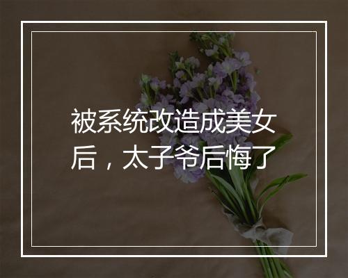 被系统改造成美女后，太子爷后悔了