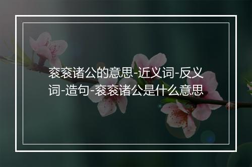 衮衮诸公的意思-近义词-反义词-造句-衮衮诸公是什么意思