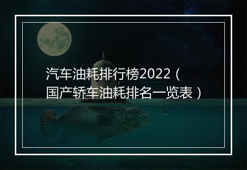 汽车油耗排行榜2022（国产轿车油耗排名一览表）