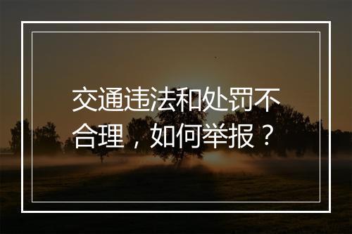 交通违法和处罚不合理，如何举报？