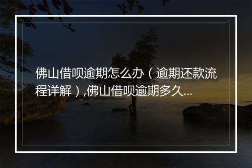 佛山借呗逾期怎么办（逾期还款流程详解）,佛山借呗逾期多久会影响信用记录