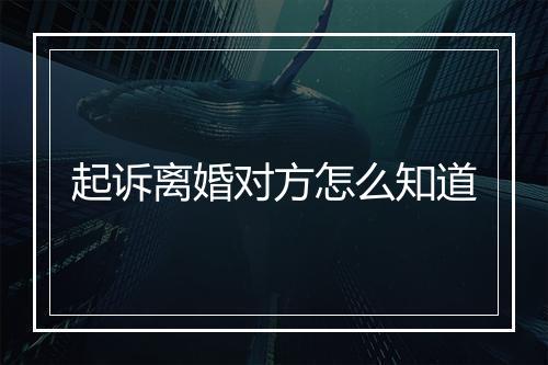 起诉离婚对方怎么知道