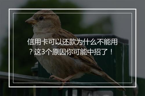 信用卡可以还款为什么不能用？这3个原因你可能中招了！