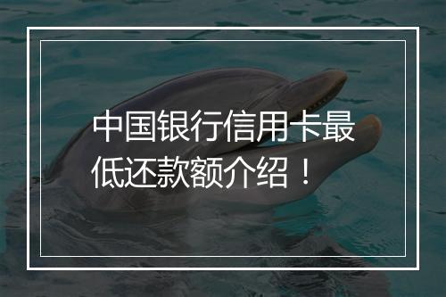 中国银行信用卡最低还款额介绍！