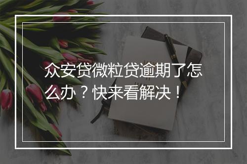 众安贷微粒贷逾期了怎么办？快来看解决 !