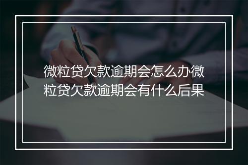 微粒贷欠款逾期会怎么办微粒贷欠款逾期会有什么后果