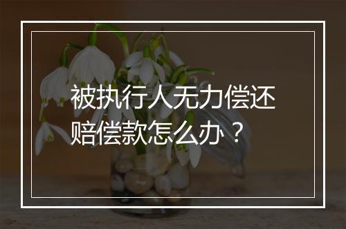 被执行人无力偿还赔偿款怎么办？