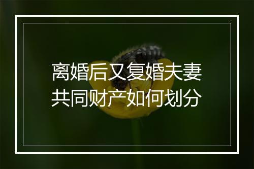 离婚后又复婚夫妻共同财产如何划分
