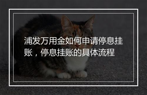浦发万用金如何申请停息挂账，停息挂账的具体流程