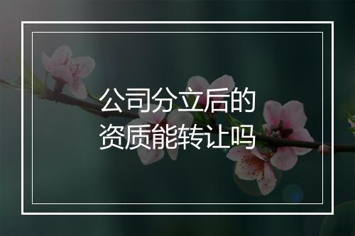 公司分立后的资质能转让吗