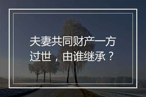 夫妻共同财产一方过世，由谁继承？
