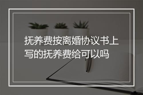 抚养费按离婚协议书上写的抚养费给可以吗