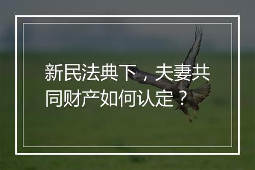新民法典下，夫妻共同财产如何认定？