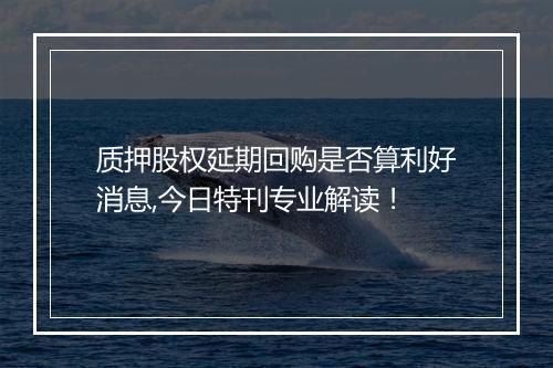 质押股权延期回购是否算利好消息,今日特刊专业解读！