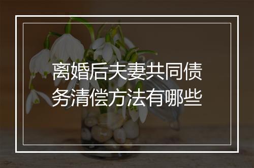 离婚后夫妻共同债务清偿方法有哪些