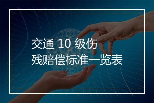 交通 10 级伤残赔偿标准一览表