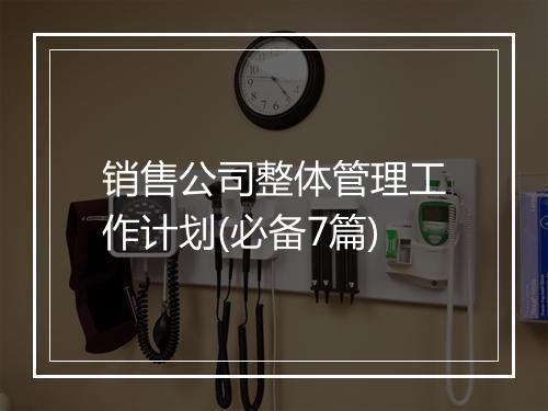 销售公司整体管理工作计划(必备7篇)