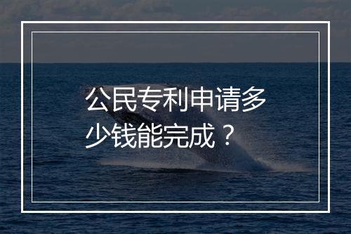 公民专利申请多少钱能完成？