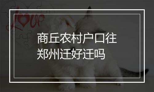 商丘农村户口往郑州迁好迁吗