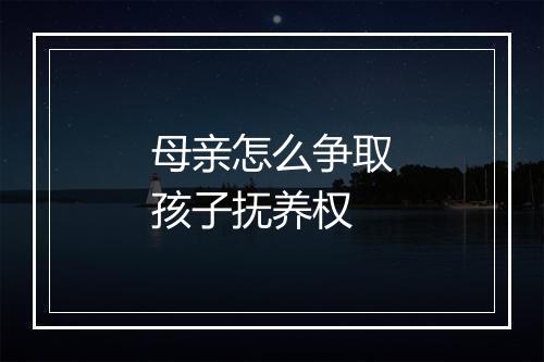 母亲怎么争取孩子抚养权