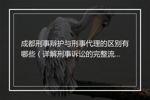 成都刑事辩护与刑事代理的区别有哪些（详解刑事诉讼的完整流程）