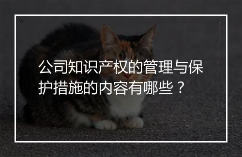 公司知识产权的管理与保护措施的内容有哪些？