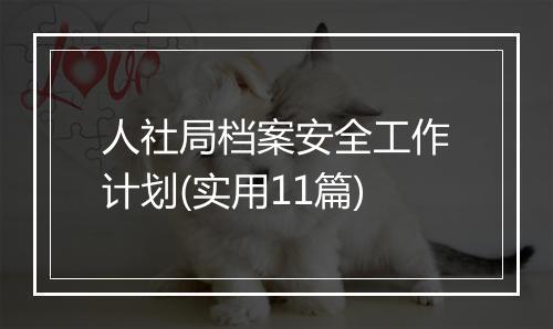 人社局档案安全工作计划(实用11篇)