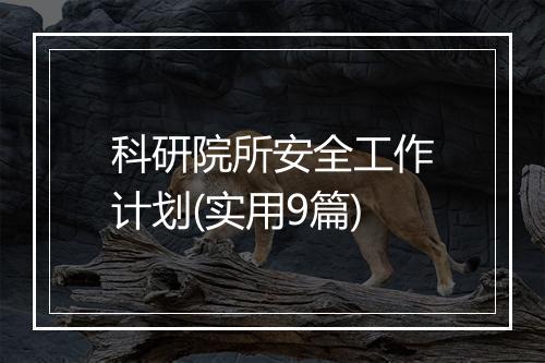 科研院所安全工作计划(实用9篇)