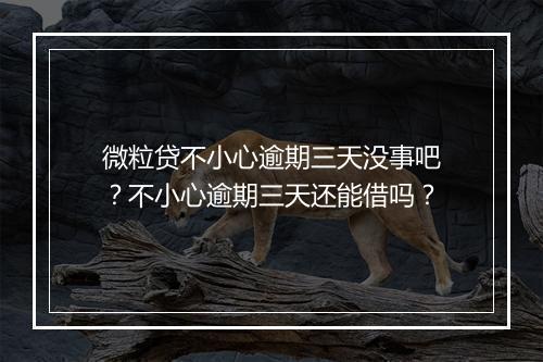 微粒贷不小心逾期三天没事吧？不小心逾期三天还能借吗？