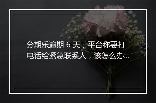 分期乐逾期 6 天，平台称要打电话给紧急联系人，该怎么办？