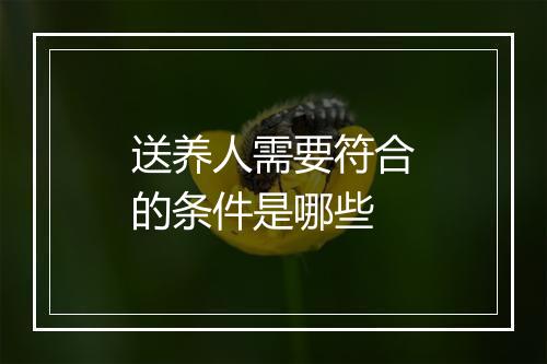 送养人需要符合的条件是哪些