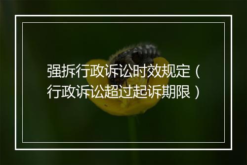 强拆行政诉讼时效规定（行政诉讼超过起诉期限）