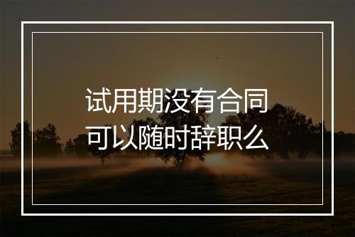 试用期没有合同可以随时辞职么