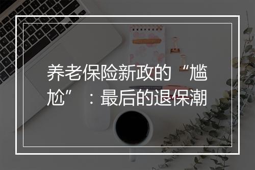 养老保险新政的“尴尬”：最后的退保潮