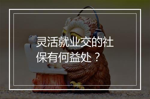 灵活就业交的社保有何益处？