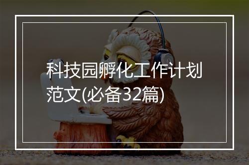 科技园孵化工作计划范文(必备32篇)