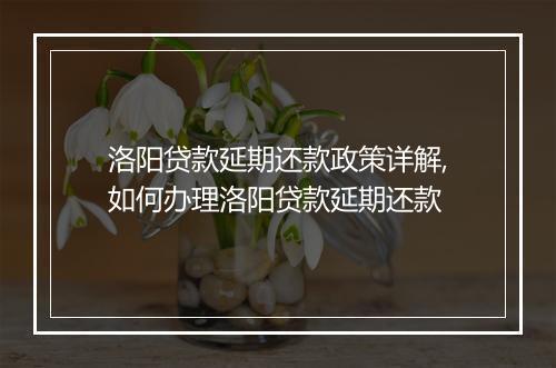 洛阳贷款延期还款政策详解,如何办理洛阳贷款延期还款