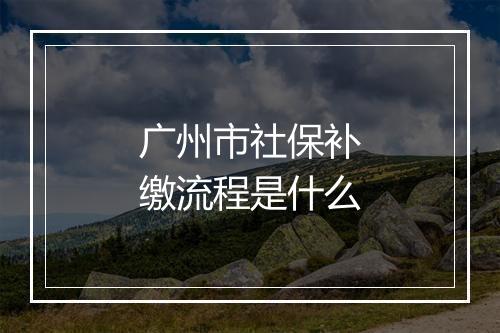 广州市社保补缴流程是什么
