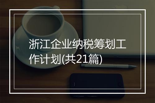 浙江企业纳税筹划工作计划(共21篇)