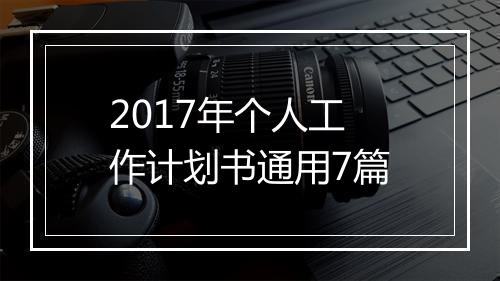 2017年个人工作计划书通用7篇
