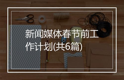 新闻媒体春节前工作计划(共6篇)