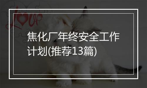 焦化厂年终安全工作计划(推荐13篇)