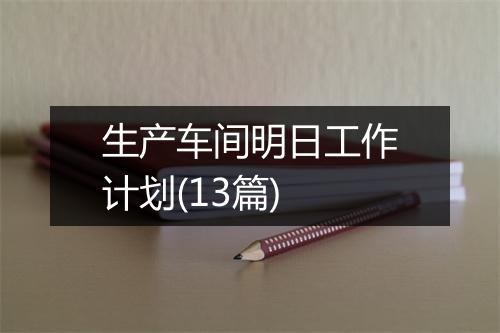 生产车间明日工作计划(13篇)