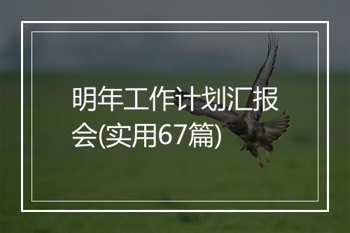 明年工作计划汇报会(实用67篇)