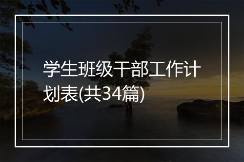 学生班级干部工作计划表(共34篇)
