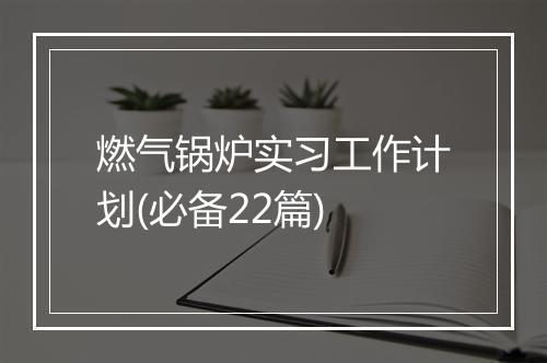 燃气锅炉实习工作计划(必备22篇)