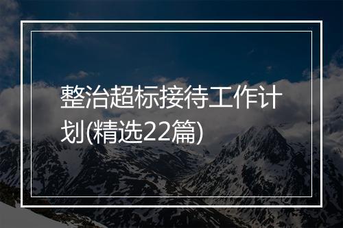 整治超标接待工作计划(精选22篇)