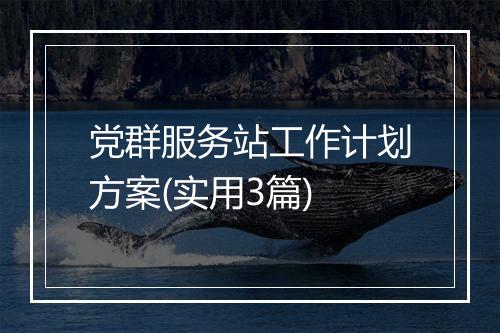 党群服务站工作计划方案(实用3篇)