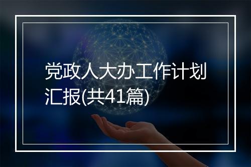 党政人大办工作计划汇报(共41篇)