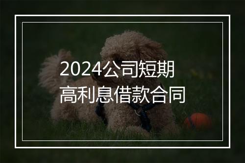 2024公司短期高利息借款合同